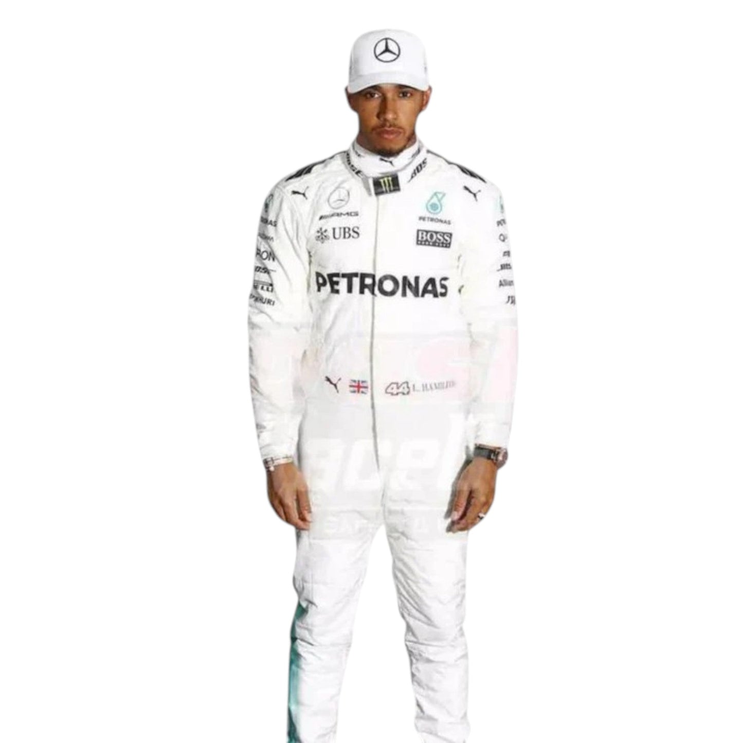 Lewis Hamilton 2017 Mercedes AMG Petronas F1 race suit replica with authentic sponsor branding
