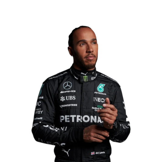 2023 Lewis Hamilton Mercedes F1 race suit replica authentic fan collectible featuring detailed AMG Petronas team design