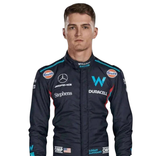 2023 Logan Sargeant Williams Racing F1 suit replica authentic design with season accurate graphics and official team logos