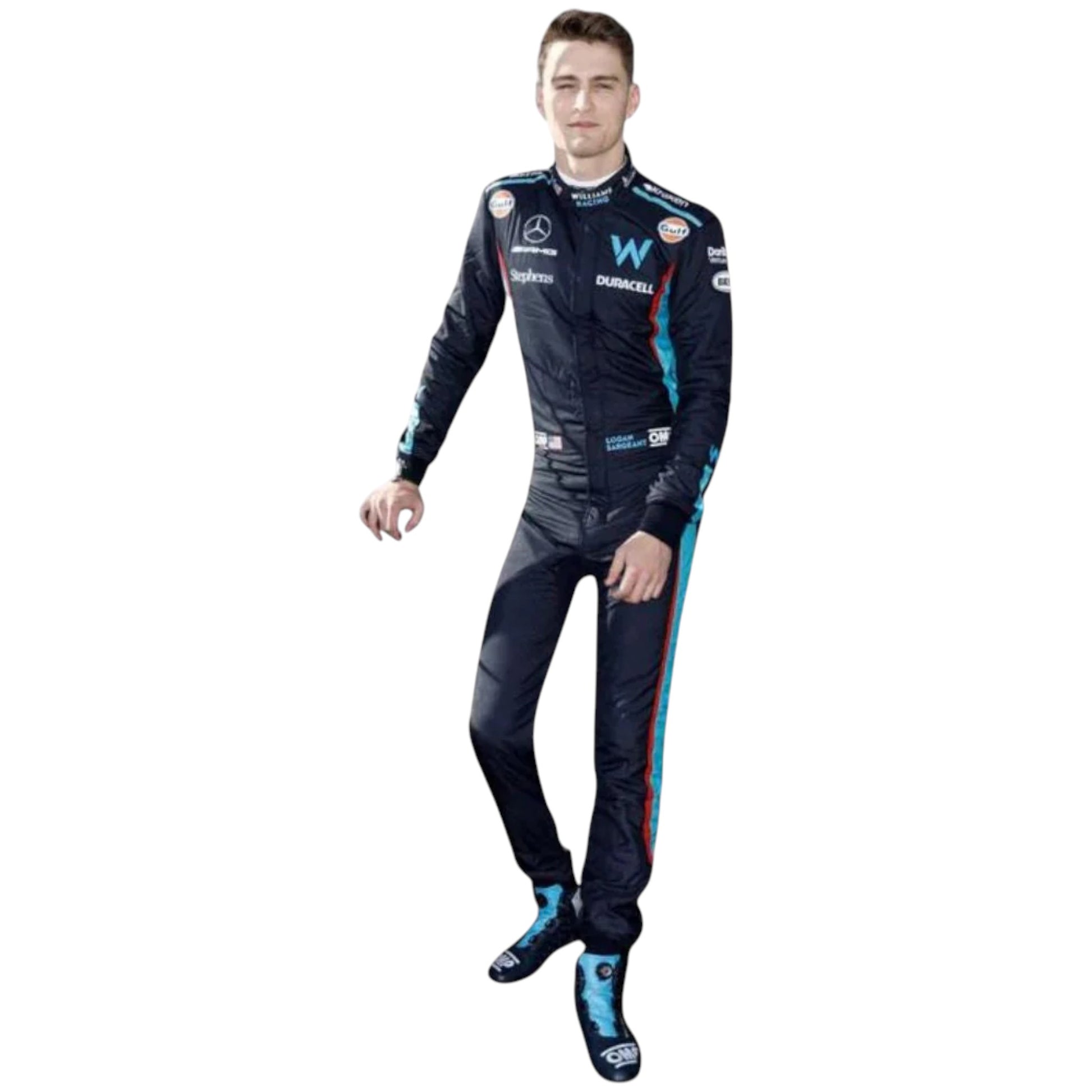 2023 Logan Sargeant Williams Racing F1 suit replica authentic design with season accurate graphics and official team logos