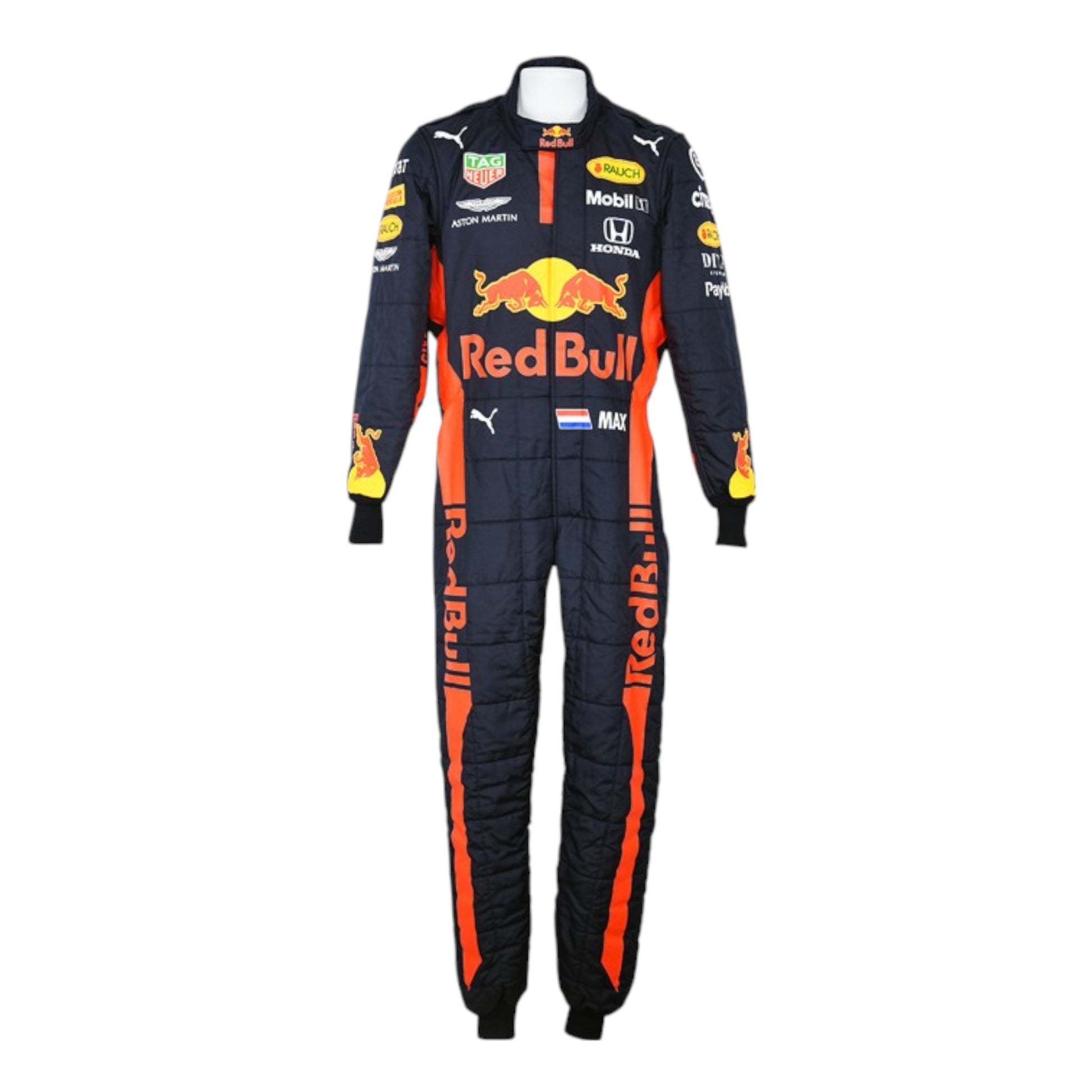 2020 Max Verstappen Red Bull F1 race suit replica authentic fan collectible with detailed Oracle Red Bull Racing design