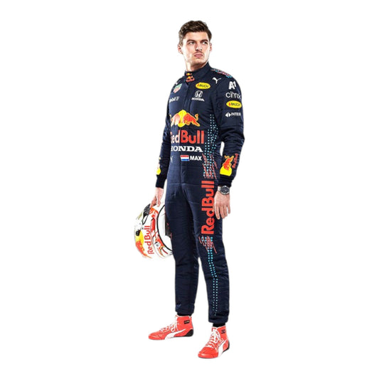 2021 Max Verstappen Red Bull F1 race suit replica authentic collectible with detailed design from his first title winning year