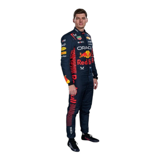 2023 Max Verstappen Red Bull F1 race suit replica authentic fan collectible with detailed design from title winning season