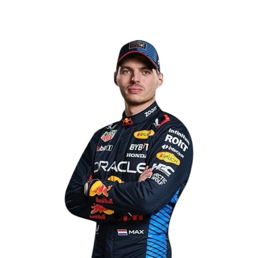 2024 Max Verstappen Red Bull F1 race suit replica authentic collectible with detailed design from his championship season