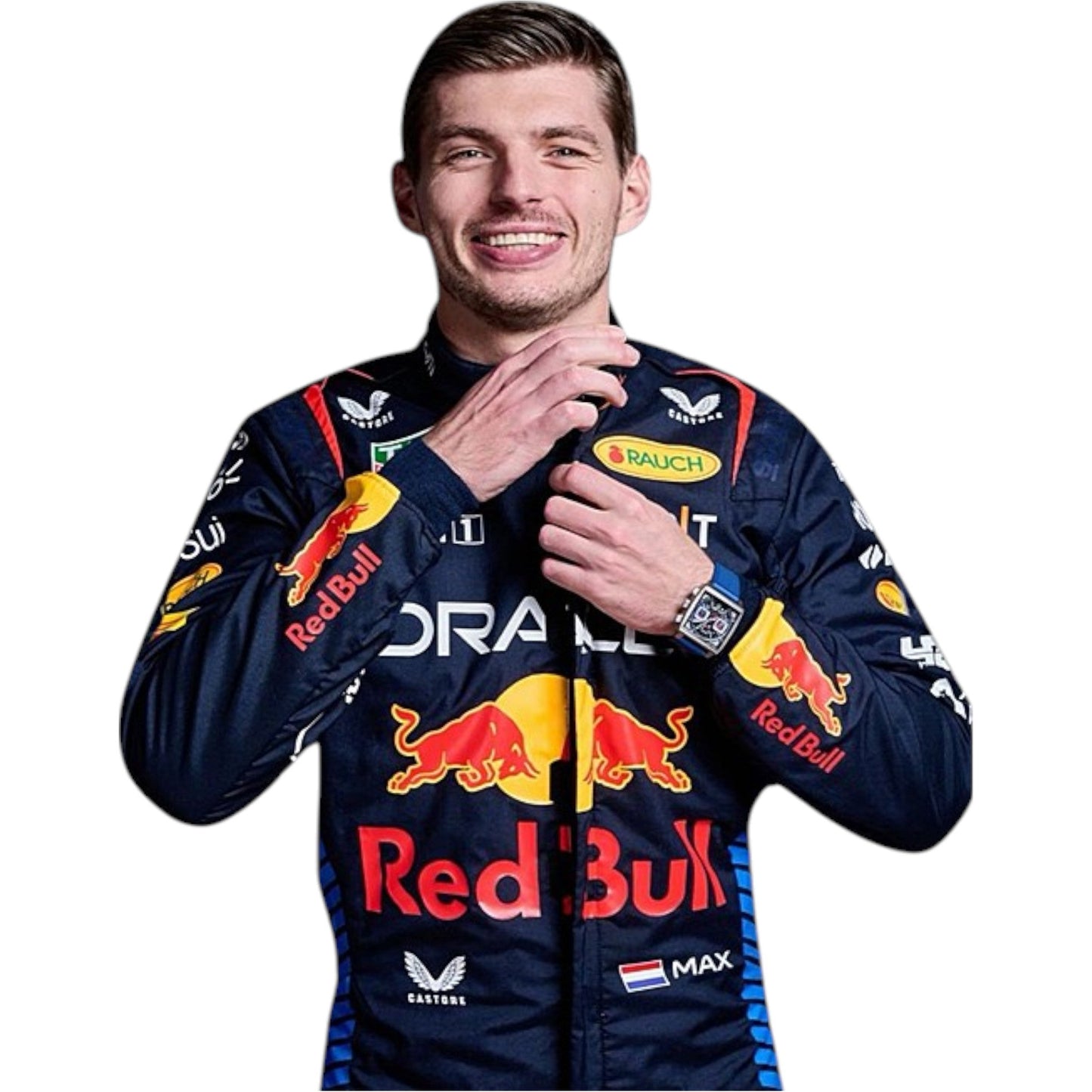 2024 Max Verstappen Red Bull F1 race suit replica authentic collectible with detailed design from his championship season