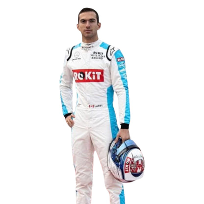 Nicholas Latifi 2020 Williams F1 race suit replica in blue and white with team sponsor logos