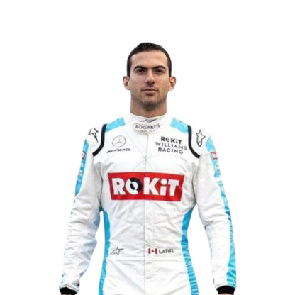 Nicholas Latifi 2020 Williams F1 race suit replica in blue and white with team sponsor logos