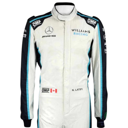Nicholas Latifi 2021 Williams F1 race suit replica in blue and white with Sofina and Lavazza sponsor logos