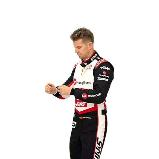 2024 Nico Hulkenberg Haas F1 race suit replica authentic fan edition with detailed team design