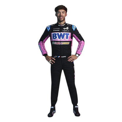 2024 Pierre Gasly Alpine F1 race suit replica detailed fan collectible featuring authentic BWT team design and logos