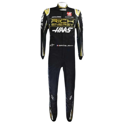 Romain Grosjean 2019 Haas F1 race suit replica with black and gold Rich Energy team design