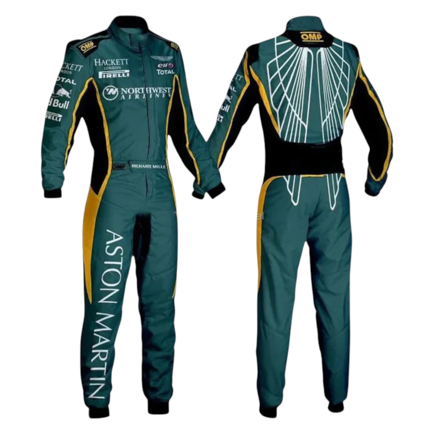 Sebastian Vettel 2022 Aston Martin Formula 1 replica race suit collectible fan edition with detailed back wing design