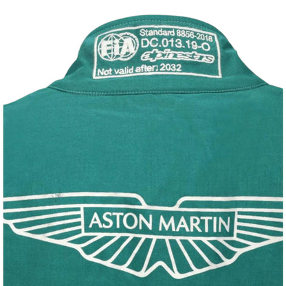 Sebastian Vettel 2022 Aston Martin F1 race suit replica in British racing green with detailed sponsor logos