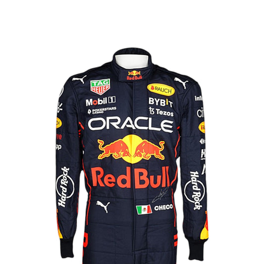 2022 Sergio Perez Red Bull F1 race suit replica authentic fan collectible with detailed Oracle Red Bull Racing design