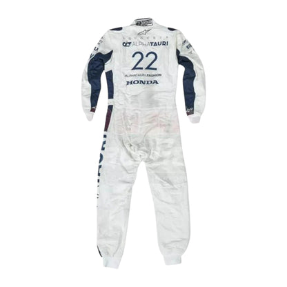 Yuki Tsunoda 2021 AlphaTauri F1 race suit replica with navy blue and white design featuring Red Bull and Honda logos