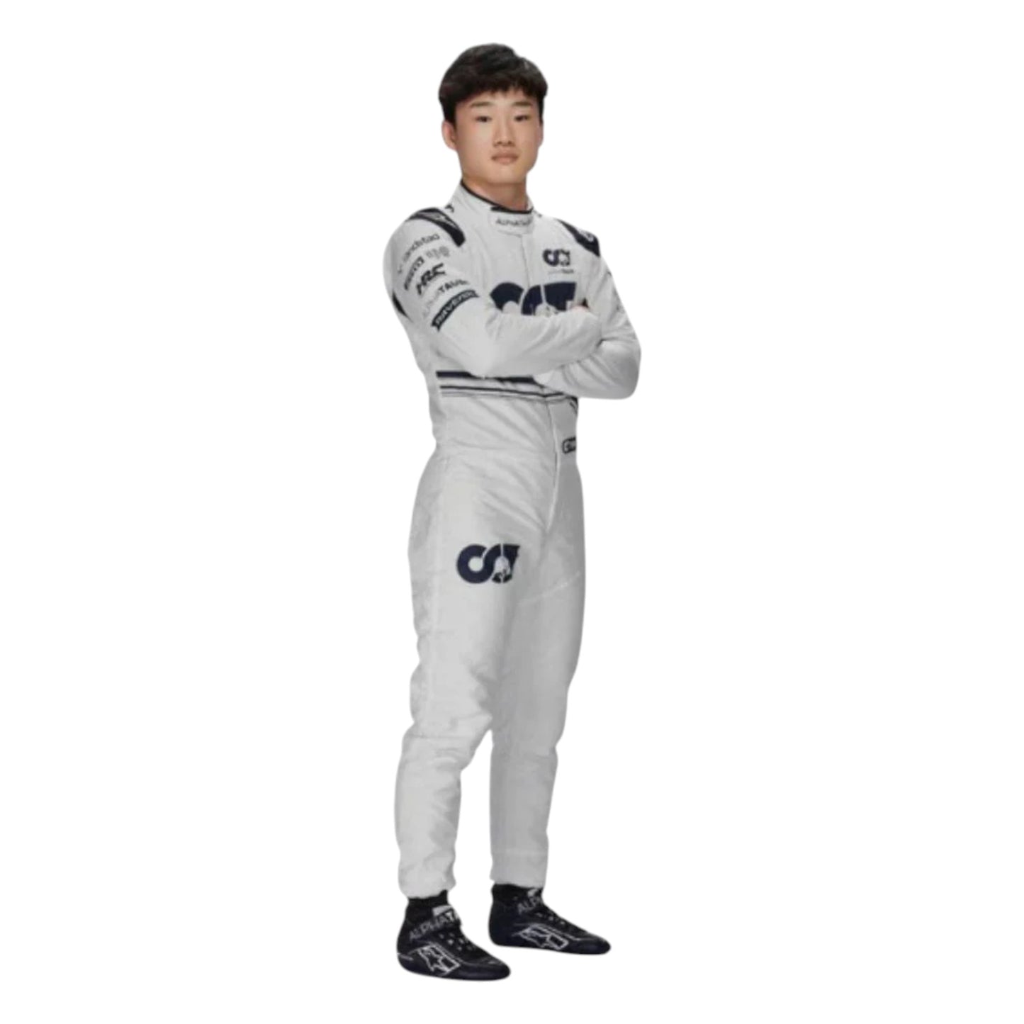 Yuki Tsunoda 2022 AlphaTauri F1 race suit replica with navy blue and white design featuring Red Bull and Honda branding