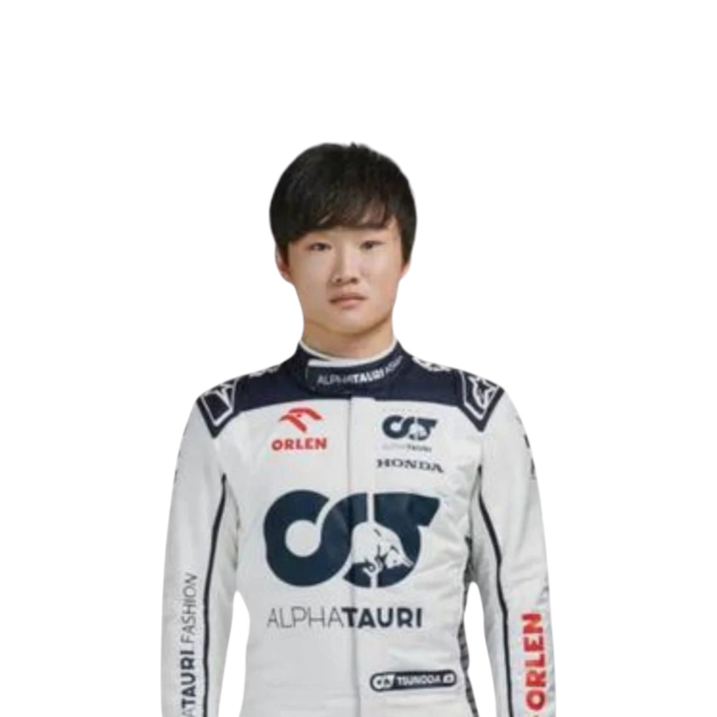 Yuki Tsunoda 2023 AlphaTauri F1 race suit replica with navy blue and white design featuring Red Bull and Honda branding