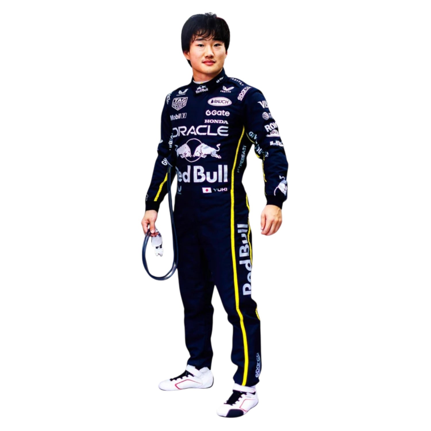 Yuki Tsunoda 2025 Red Bull Las Vegas GP F1 race suit replica featuring special edition Red Bull graphics and vibrant Vegas inspired design
